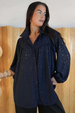 Suki Night Sky Peasant Blouse Navy